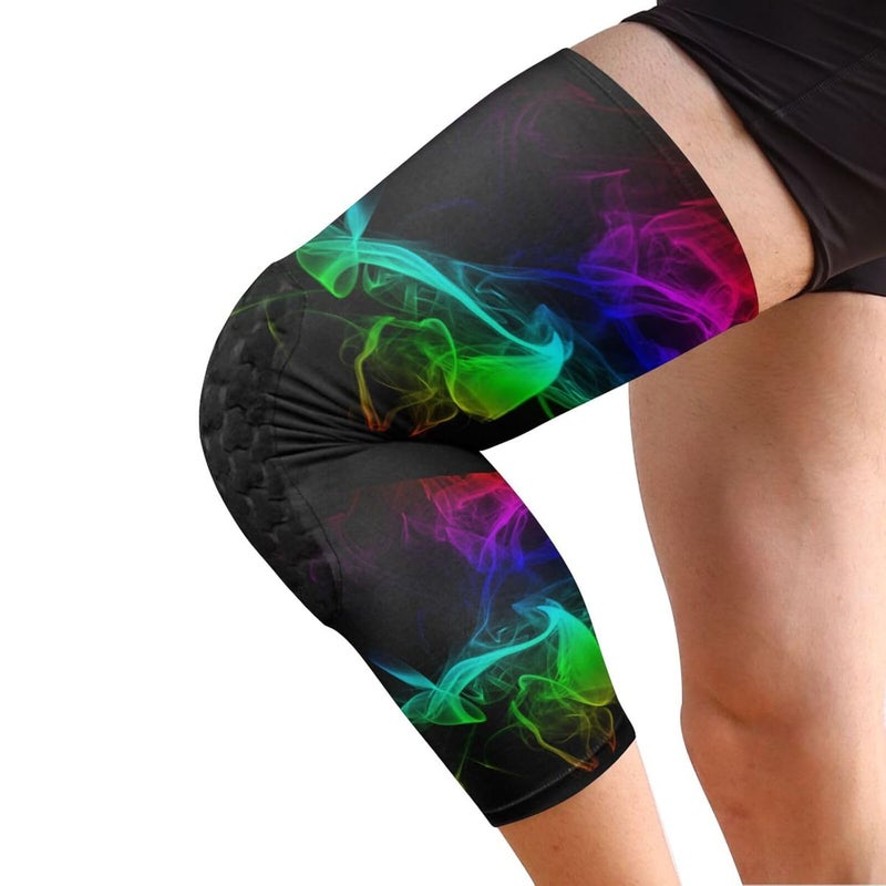JUNZAN Knee Pads for Basketball Kids Youth Bball Knee Pads with Leg Compression Sleeves Sport Knee Pad for Volleyball Football 1 Pair Colorful Smoke - Image 2